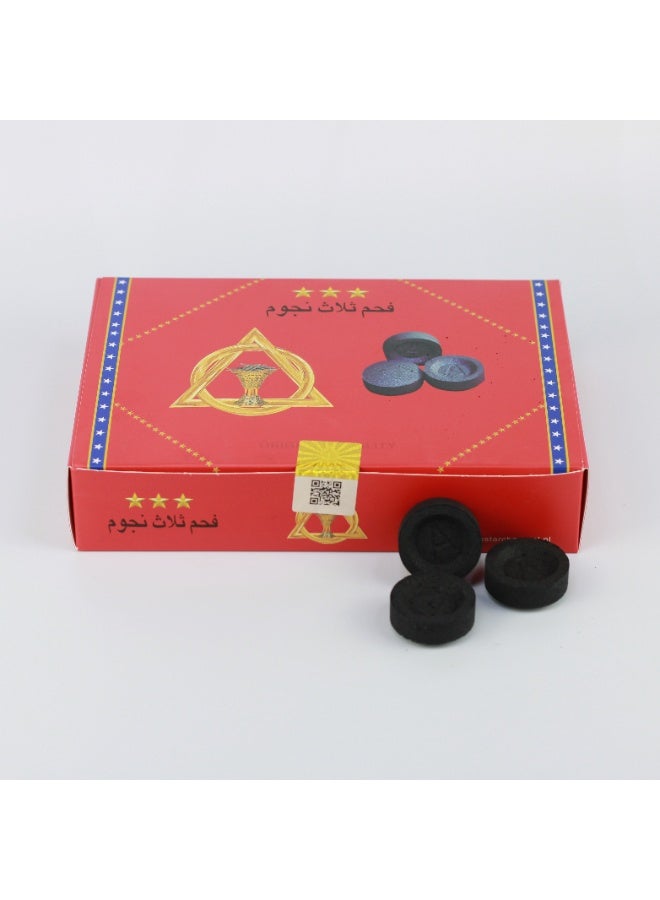 THREE STARS بخور فحم سريع الاشتعال ويدوم طويلاً - مصنوع في هولندا x 80 قطعة - Image 1